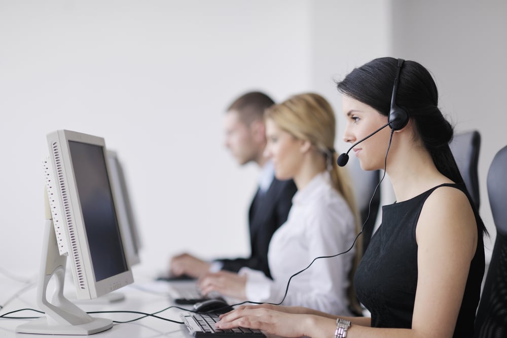 business people group with headphones giving support in help desk office to customers, manager giving training and education instructions business people group with headphones giving support in help desk office to customers, manager giving training and education instructions